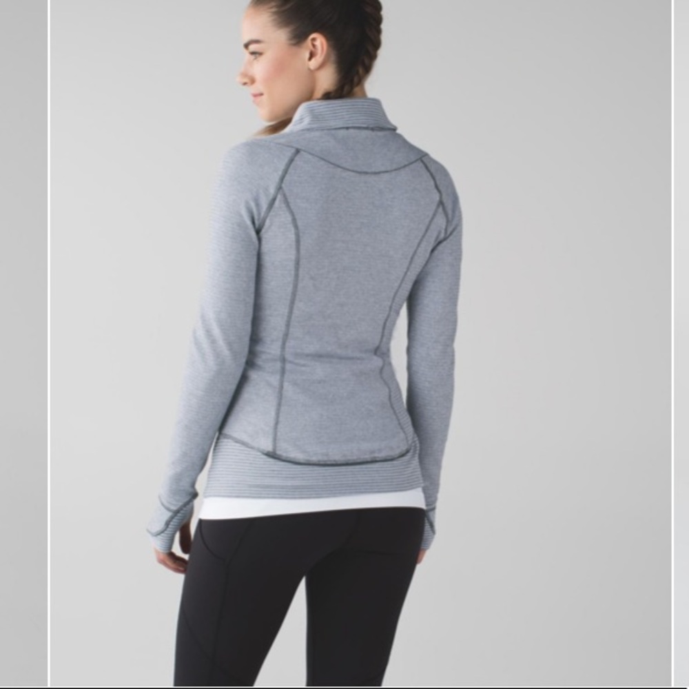 Lululemon Think Fast Pullover sweatshirt herringbone gray sz 10 M
